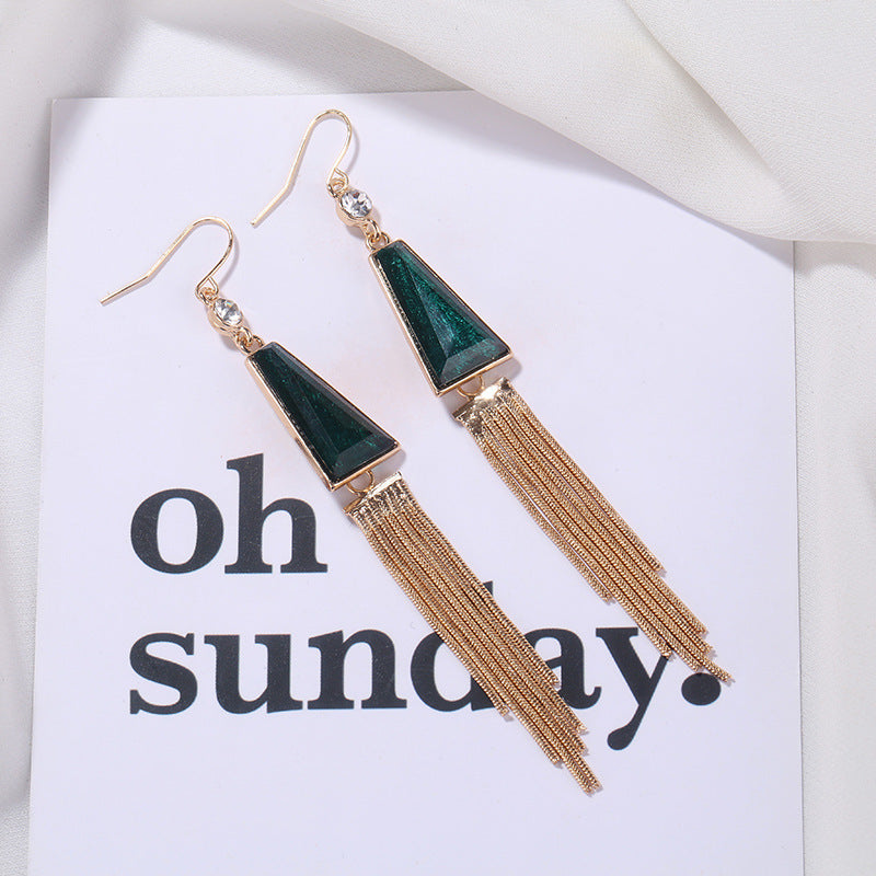 Vintage earrings with geometric tassel earrings