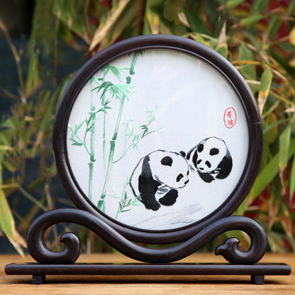 Chinese Shu Embroidery Hand-embroidered Panda Ornaments Folk Custom Souvenirs