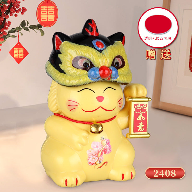 Chinese style lucky cat nodding solar car decoration ornaments