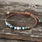 Onyx braided bracelet with geometric stone design