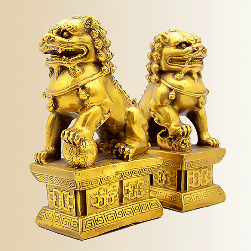Copper Lions Ornament Furniture Feng Shui Crafts