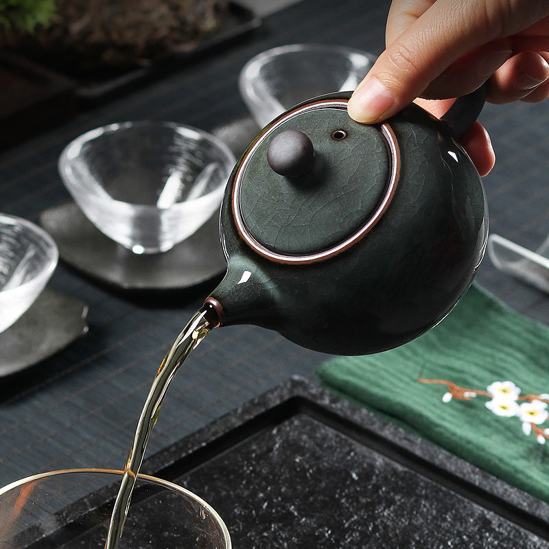 Ceramic Teapot Glossy Ice Cracked Handmade Brewing Teapot