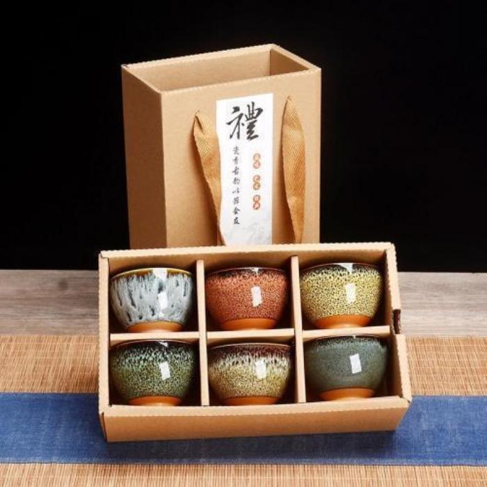 Chinese Style Household Kiln Change Ceramic Teacup Set Gift Box-1