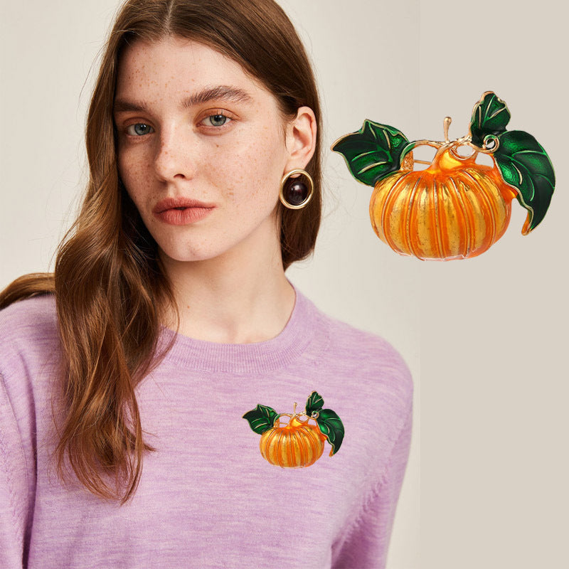 Christmas Gift Unisex Alloy Vegetable Pumpkin Brooch