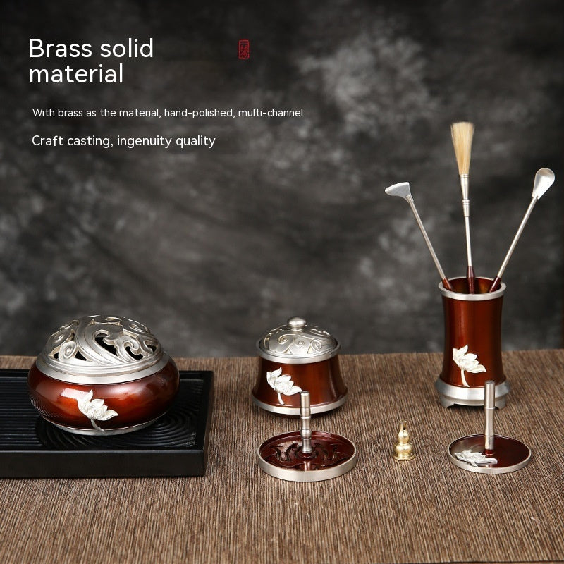 Brass Solid Auspicious Cloud Incense Burner Ornaments Incense Channel