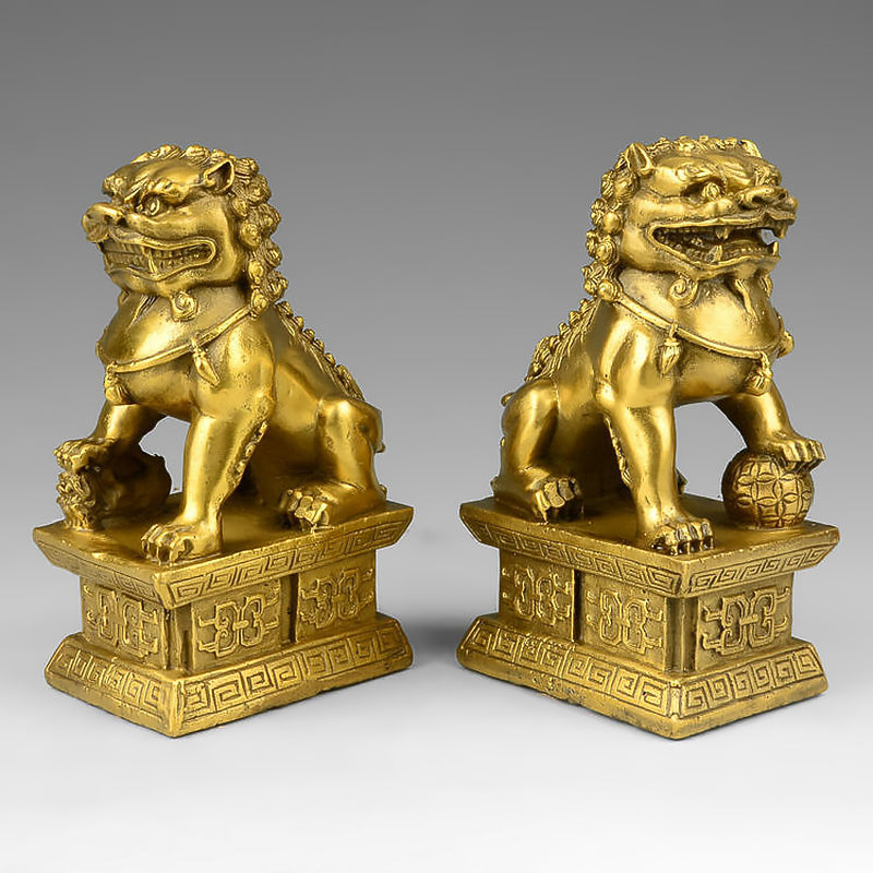 Copper Lions Ornament Furniture Feng Shui Crafts