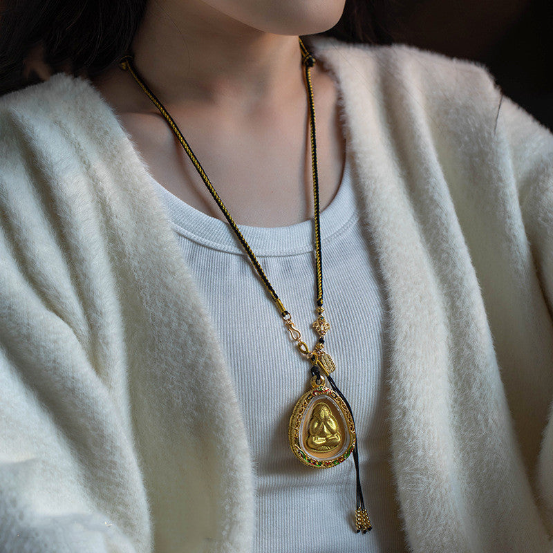 Handmade Braided Pendant Rope Five Gods of Wealth Necklace Rope Tibet Beads