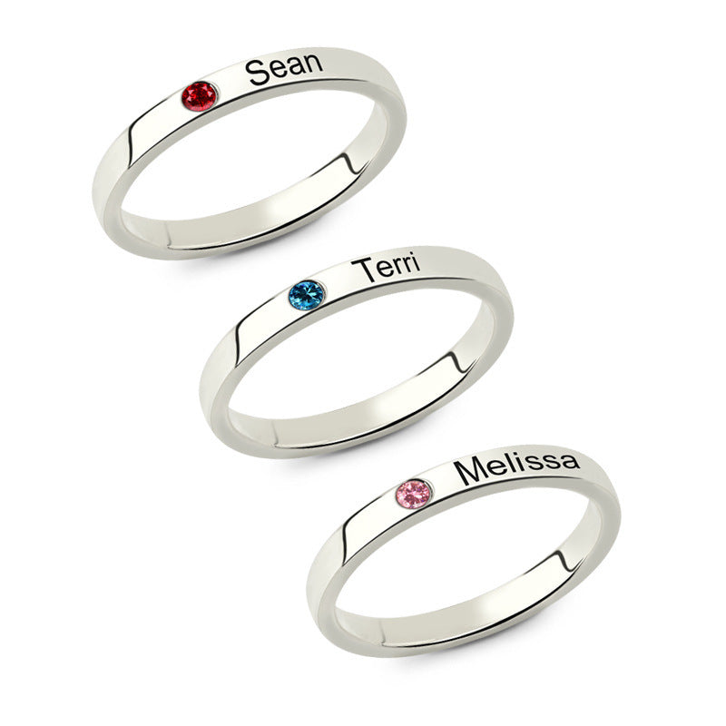 Custom Engraved Silver Ring for Couples Personalized Name Gift-3