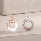 Men's And Women's Fashion Sterling Silver Round Jade Pendant Necklace