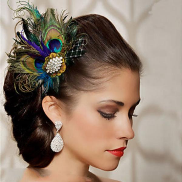 Dance Performance Headdress Ethnic Style Peacock Feather Hairpin-1