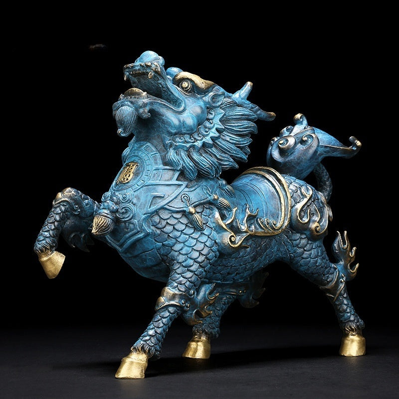 Factory Wholesale Copper Color Style Fire Kirin Ornaments A Pair Of Male And Female Crafts Home Furnishings