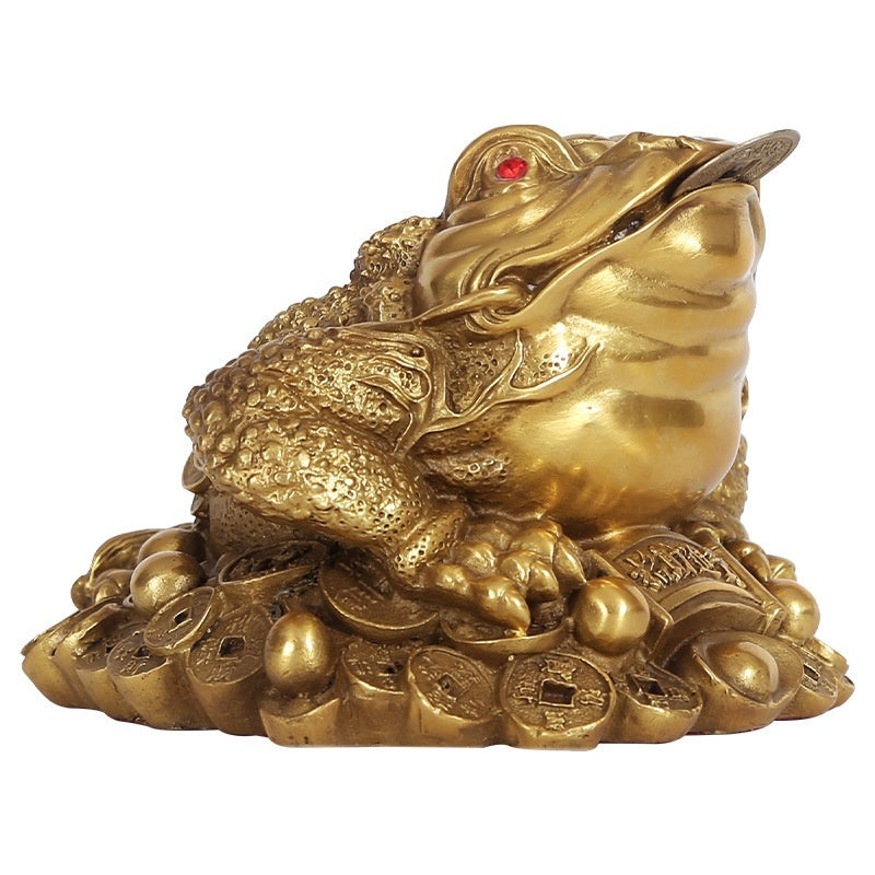 Store Fortune Decoration Golden Toad with Money in its Mouth Decoration