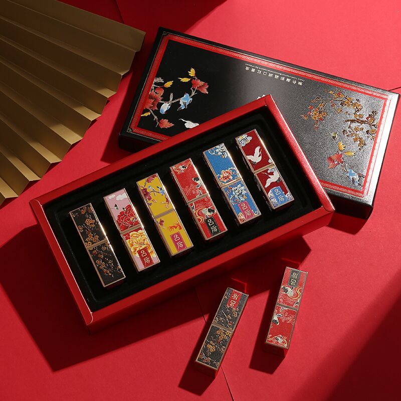 Carved Lipstick Gift Box Forbidden City Chinese Style Makeup Set