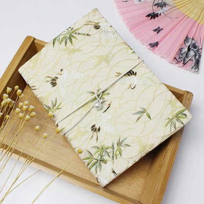 Crane Gilded Handmade Fabric Book Cover Notebook