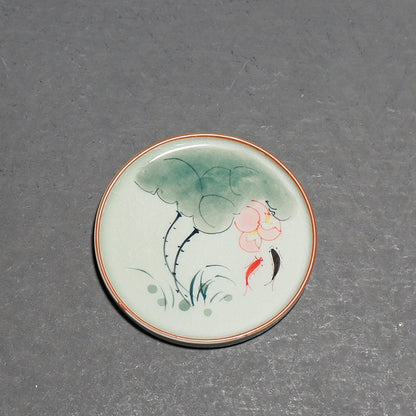 Hand Painted Lotus Coasters Underglaze Ice Crack Coaster