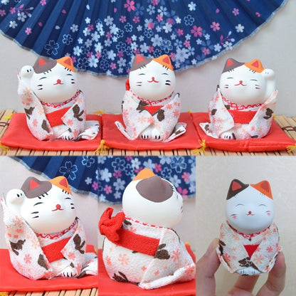 Mini cute Japanese kimono lucky cat ornaments car decoration