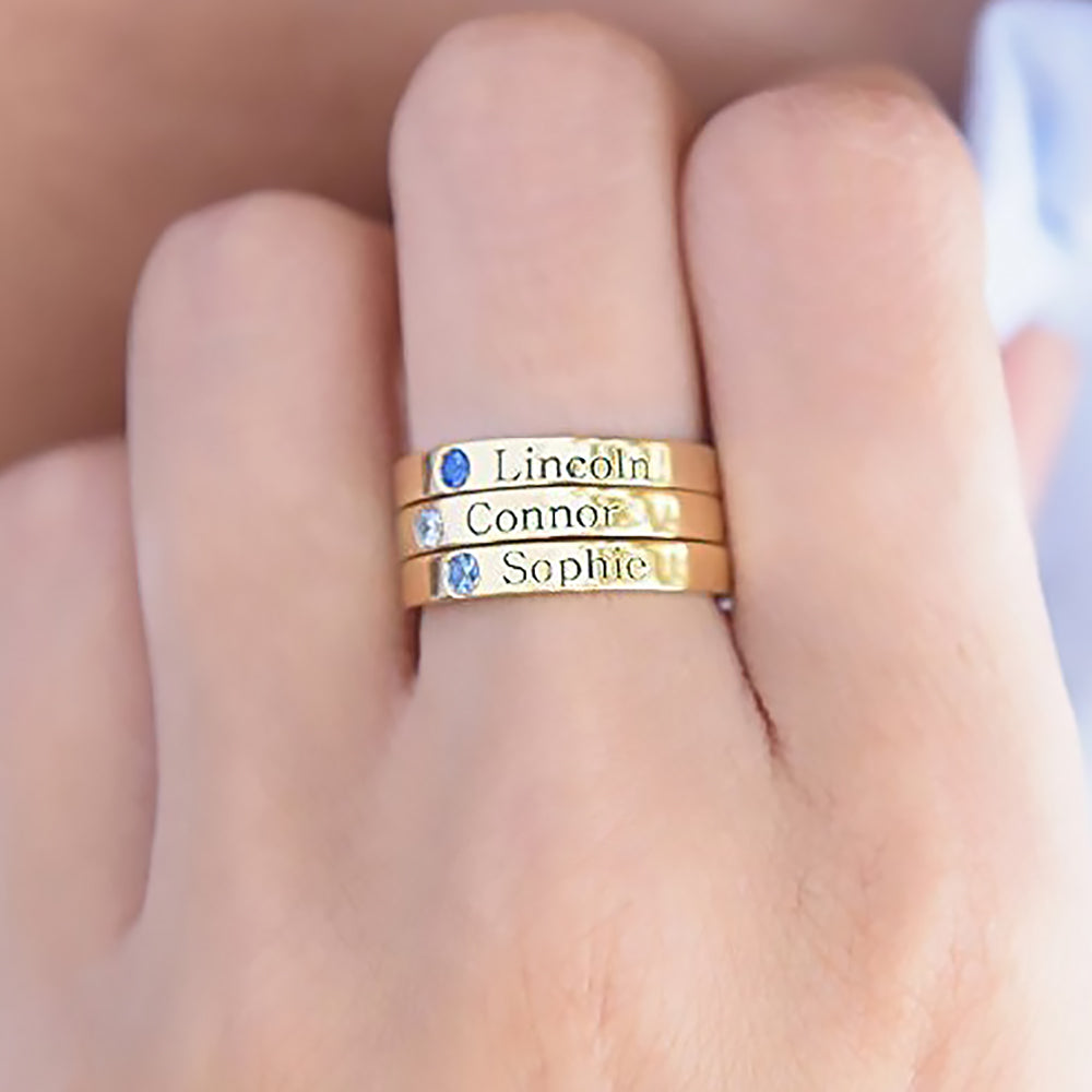 Custom Engraved Silver Ring for Couples Personalized Name Gift-1