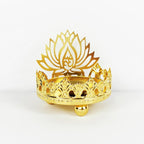 Artistic Openwork Carved Metal Buddha Lotus Shaped Butter Lamp Candle Holder