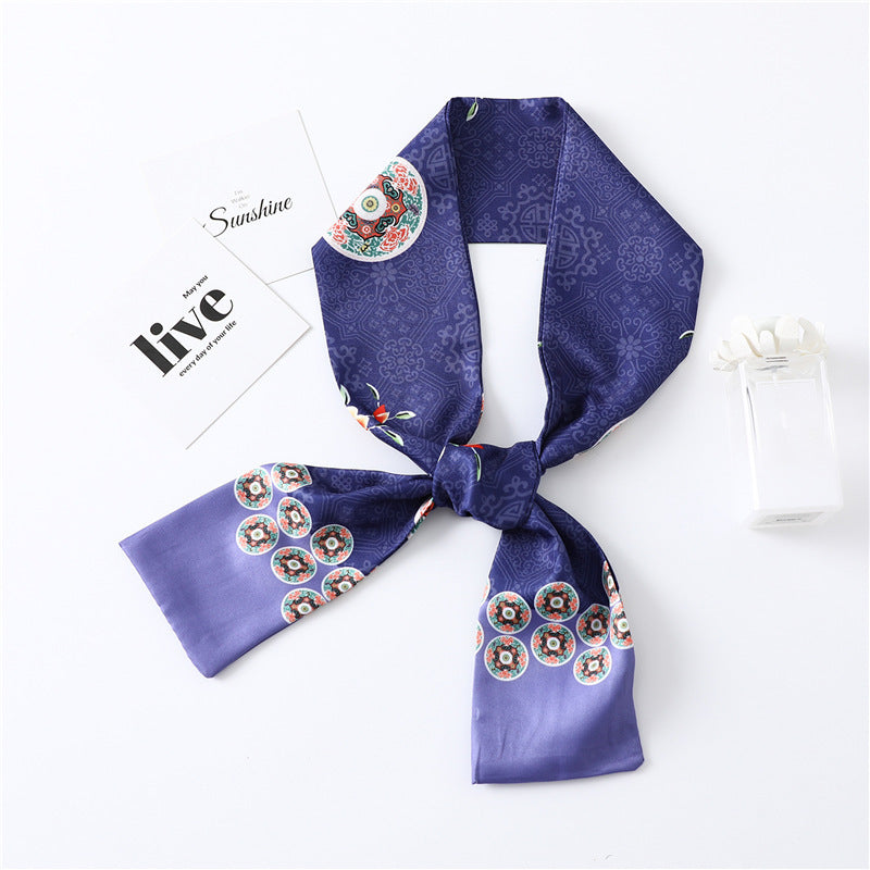 Narrow Long Silk Scarf Female Print Small Scarf Small Streamer Scarf