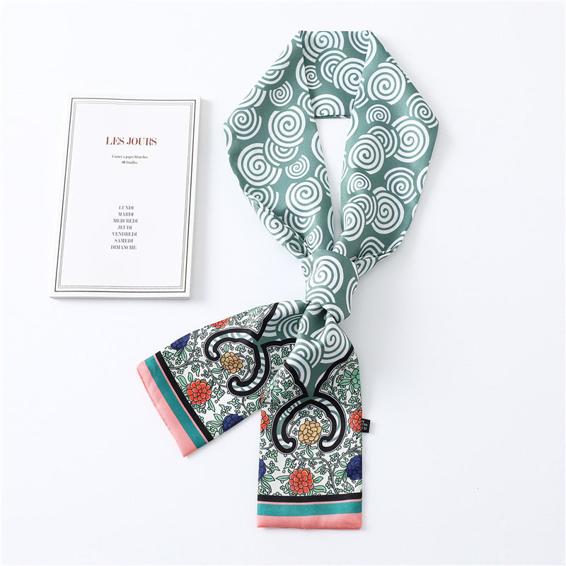 Narrow Long Silk Scarf Female Print Small Scarf Small Streamer Scarf