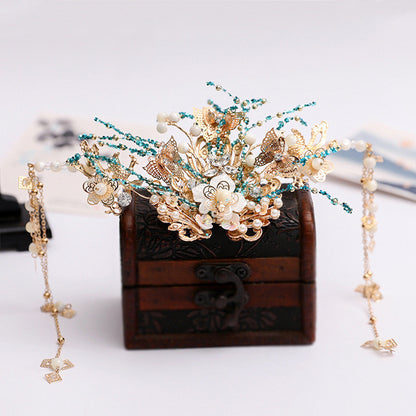 Hanfu Headdress With Pearl And Tassel Hairpin