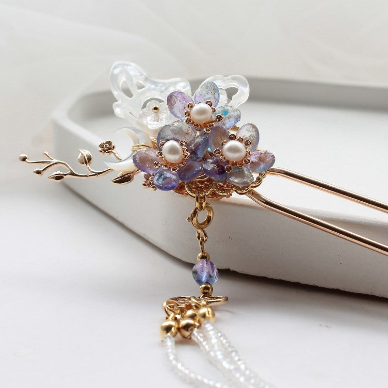 Original Long Fringed Hairpin Sprinkled With Gold Hanfu Stepping Hairpin