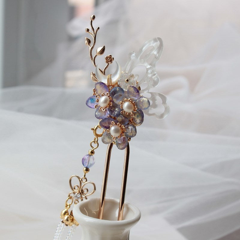 Original Long Fringed Hairpin Sprinkled With Gold Hanfu Stepping Hairpin