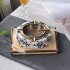 Creative New Chinese Ceramic Metal Blue And White Household Ashtray