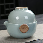 Quick-Off Cup Portable Travel Reticulated Pattern Ceramic Tea Set-1