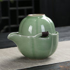 Quick-Off Cup Portable Travel Reticulated Pattern Ceramic Tea Set-5