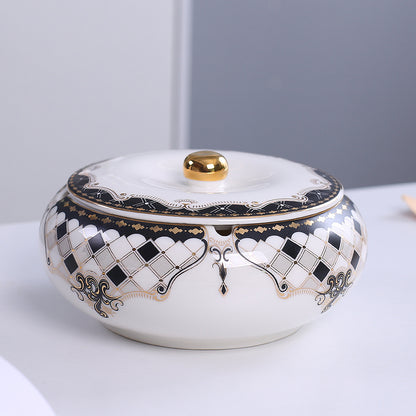 Household Creative Ceramic Large Ashtray With Lid