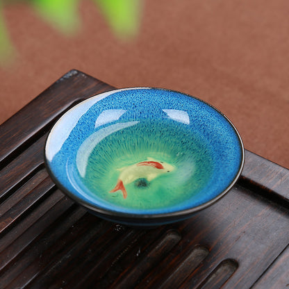 Tianmu Glazed Little Fish Zisha Jun Kiln Kung Fu Tea Set