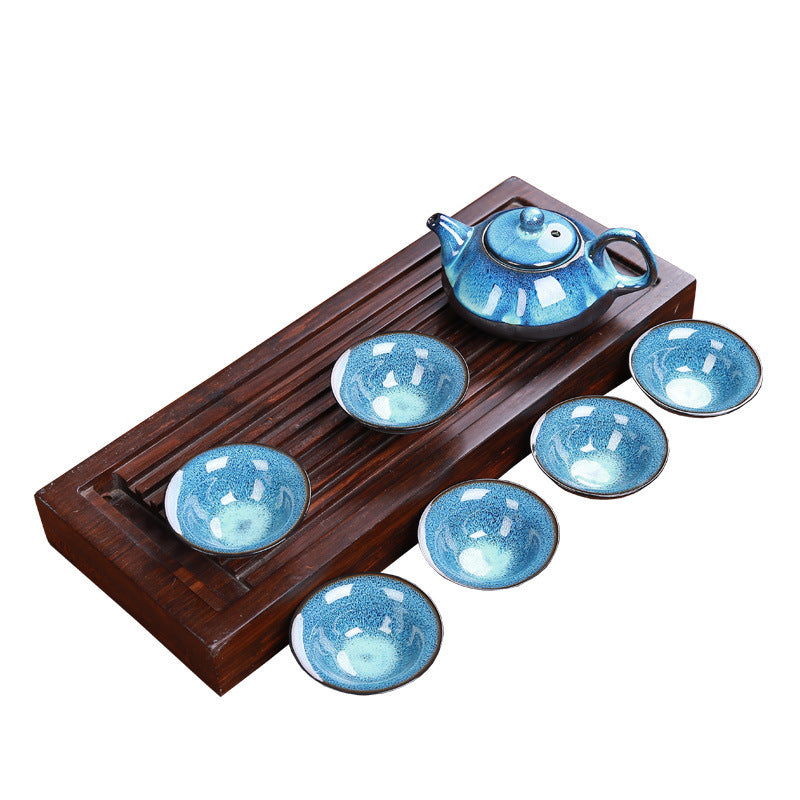 Tianmu Glazed Little Fish Zisha Jun Kiln Kung Fu Tea Set