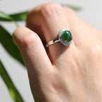Vintage Inlaid Jade Opening 925 Silver Ring