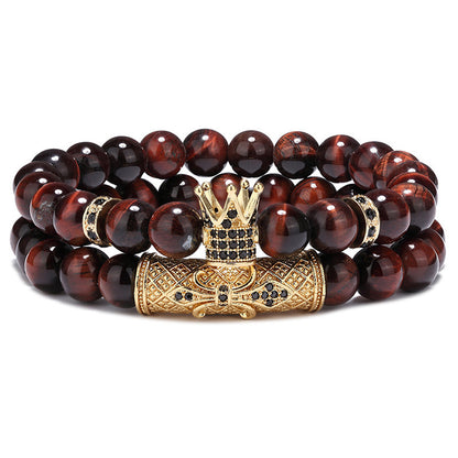 Micro-inlaid Crown Bracelet Natural Red Tiger Eye Bracelet Bracelet