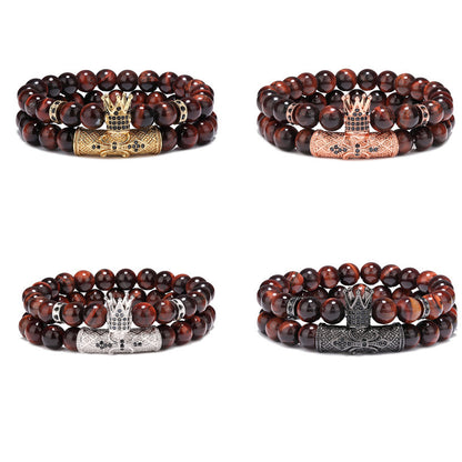 Micro-inlaid Crown Bracelet Natural Red Tiger Eye Bracelet Bracelet