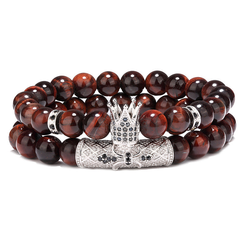 Micro-inlaid Crown Bracelet Natural Red Tiger Eye Bracelet Bracelet