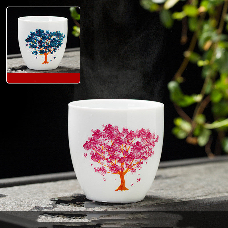 White Porcelain Color-changing Tea Cup Master Cup Lychee Ceramic Cup