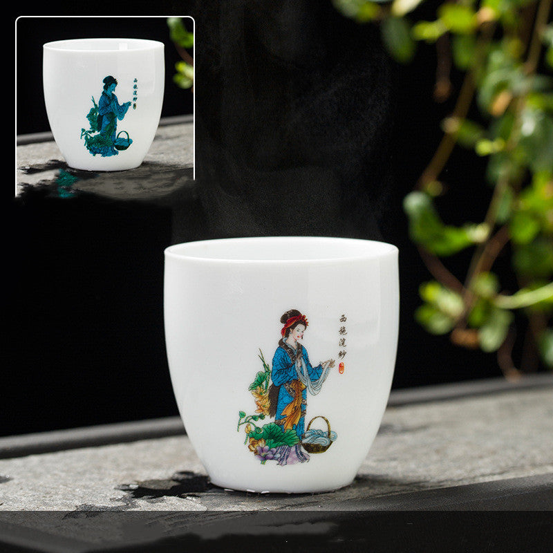 White Porcelain Color-changing Tea Cup Master Cup Lychee Ceramic Cup