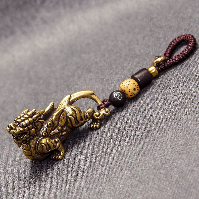 Male Personality Creative Brass Dragon Head Keychain