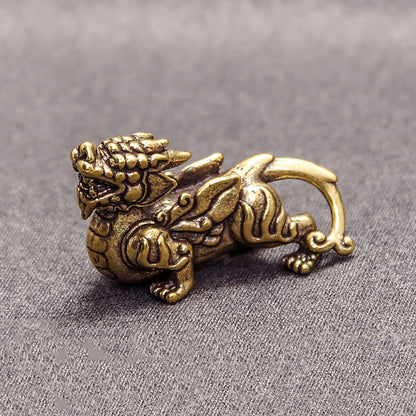 Male Personality Creative Brass Dragon Head Keychain