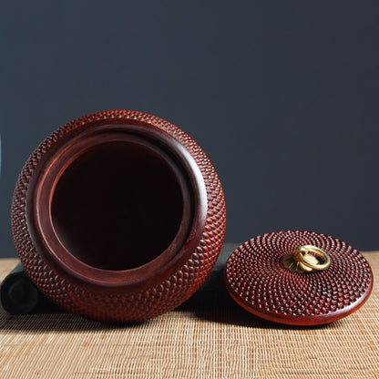 Red Sandalwood Bamboo Woven Bulk Tea Jar