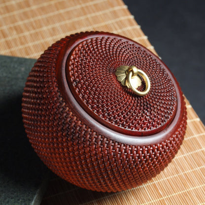 Red Sandalwood Bamboo Woven Bulk Tea Jar