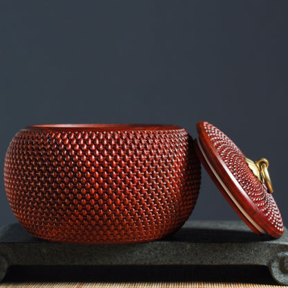 Red Sandalwood Bamboo Woven Bulk Tea Jar