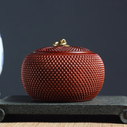 Red Sandalwood Bamboo Woven Bulk Tea Jar