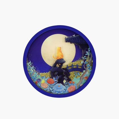 Forbidden City Cat Forbidden Moon Full Quicksand Coaster Dragon and Phoenix Auspicious Anti-skid Mat Gifts Palace Cat Illustration Flowing Gold Coaster