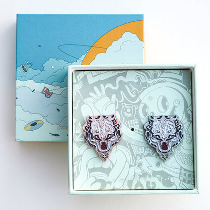 White Tiger Metal Brooch Original Design Pin