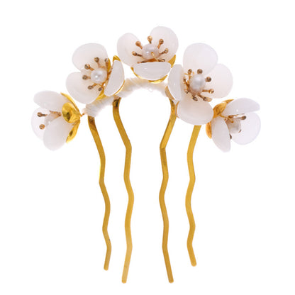 Hanfu Costume Handmade Hairpin Flower Pearl Headdress Hairpin Antique Hair Accessories