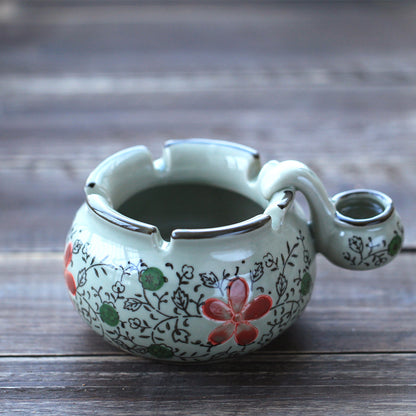 Qixi Underglaze Hand-Painted Blue And White Ceramic Ashtray