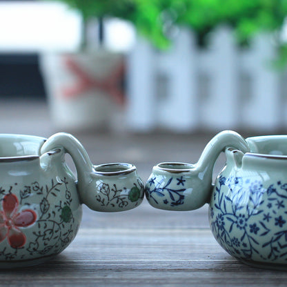 Qixi Underglaze Hand-Painted Blue And White Ceramic Ashtray